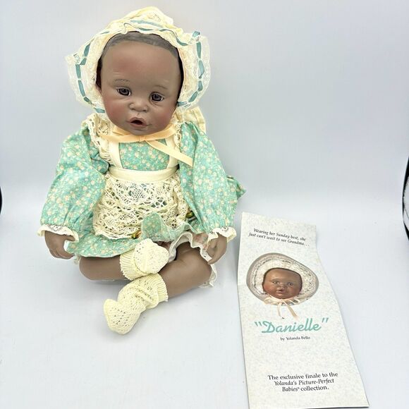 Porcelain Doll African American Danielle by Yolanda Bello 1992 10" Baby Girl - Picture 1 of 6